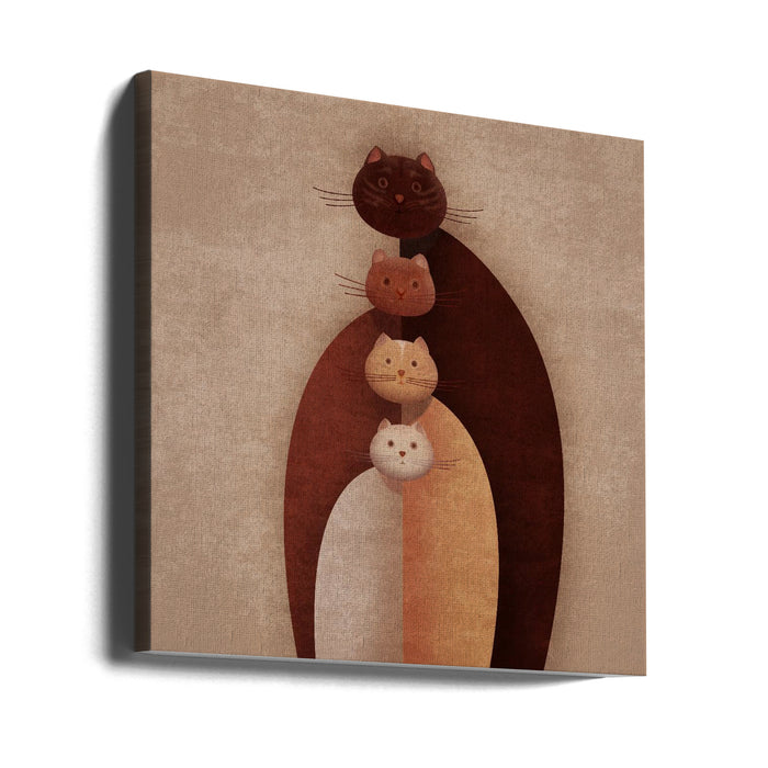 Cat Gang Square Canvas Art