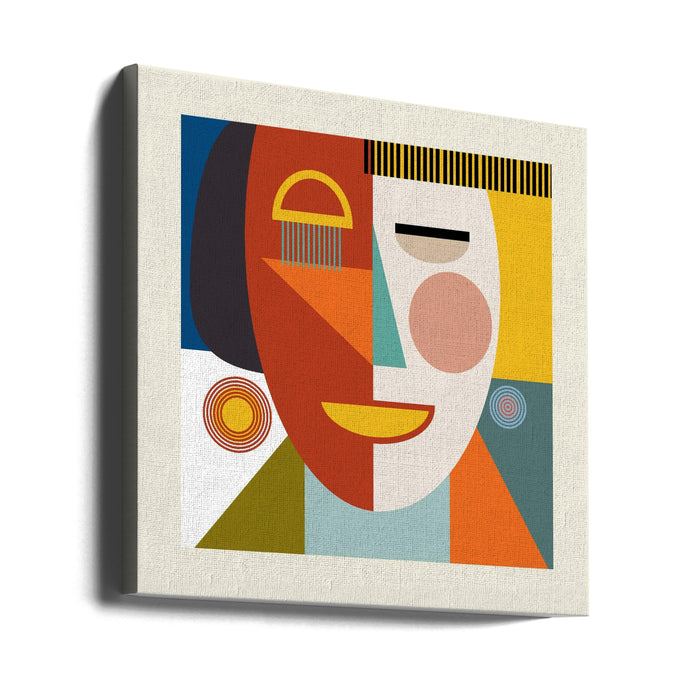 Faces Stripes Minimal Kopie Square Canvas Art