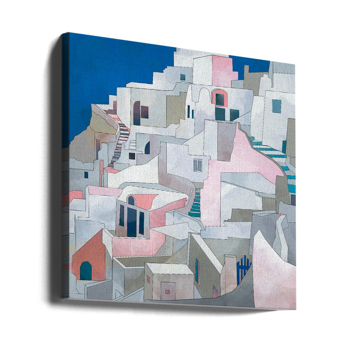 Santorini7x7 Square Canvas Art Print