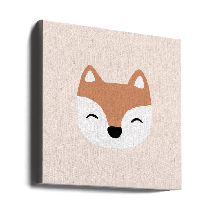 Blush Fox Square Canvas Art Print