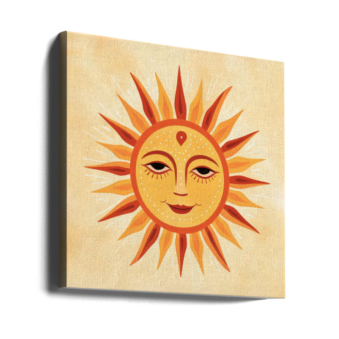 Whimsical Sun Face 2 Square Canvas Art