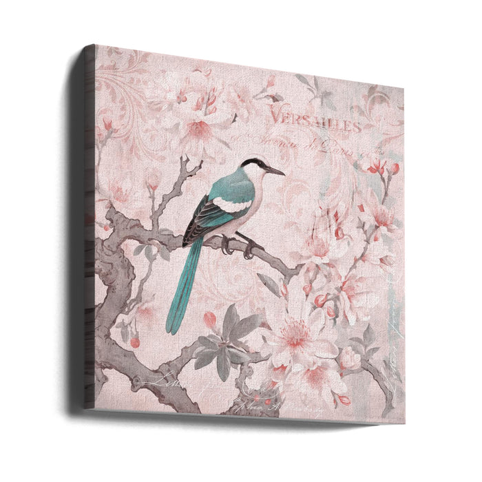 Pastel Pink Springbird Square Canvas Art