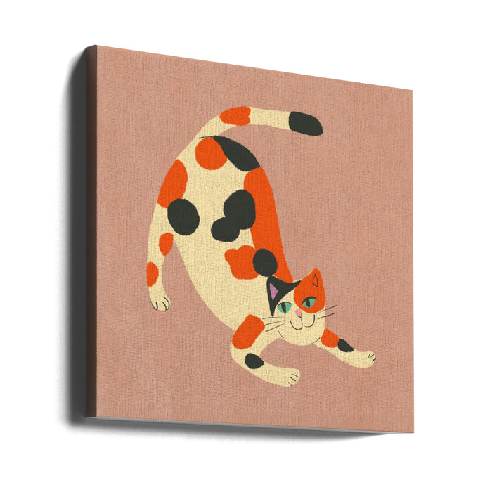 Pouncing cat Var Square Canvas Art Print