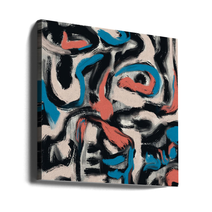 Ink and oil abstract Square Canvas Art Print