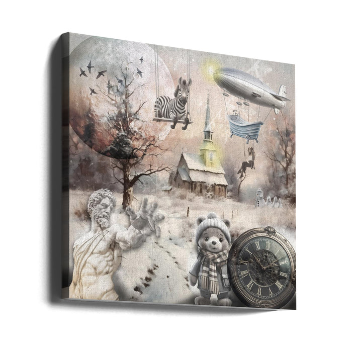 Crazy winter art Square Canvas Art Print