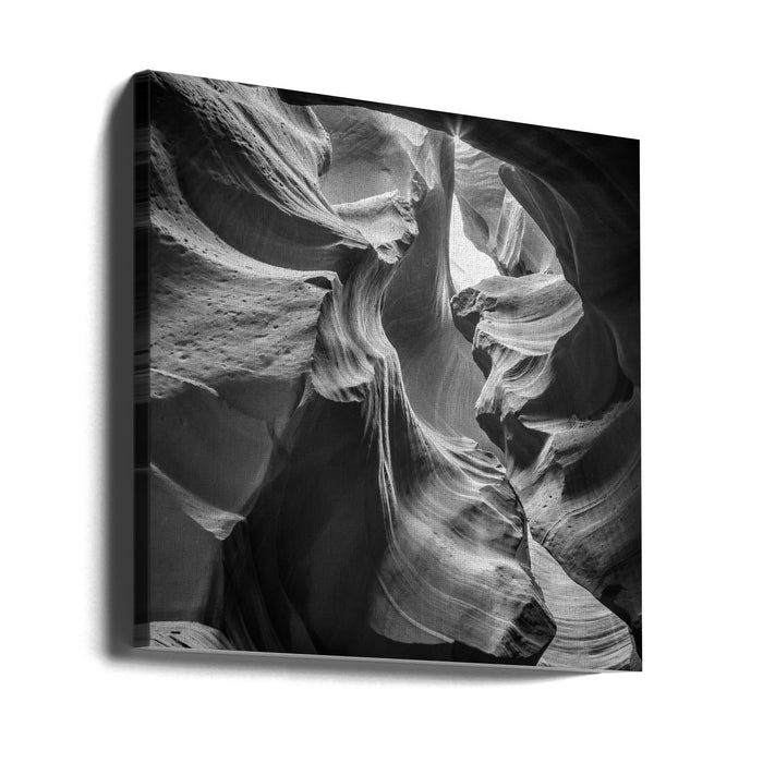 MONOCHROME ANTELOPE CANYON Rock Formation Square Canvas Art Print