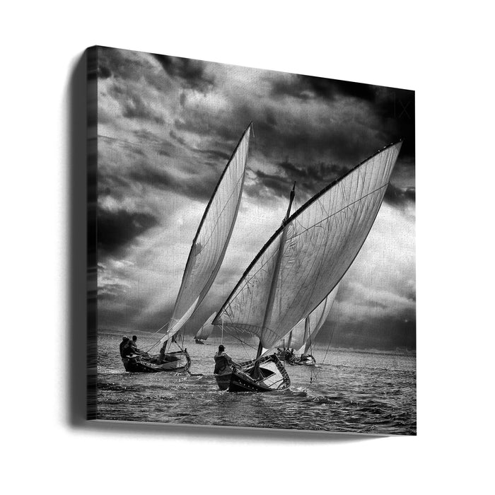 Sailboats and Light Square Canvas Art Print