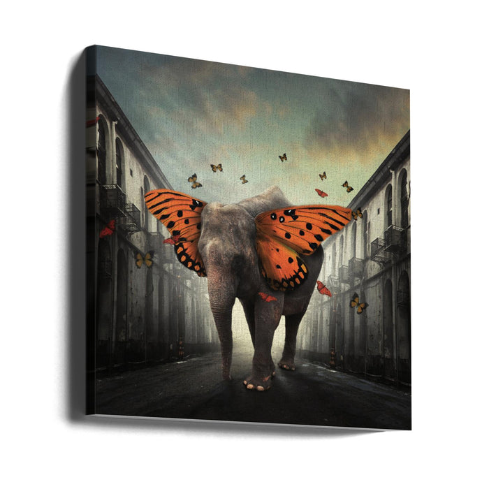 Butterphant Square Canvas Art Print