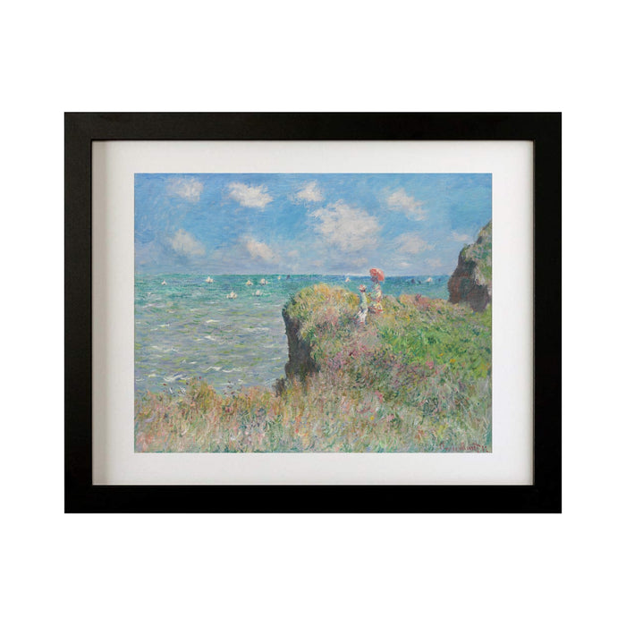 Cliff Walk at Pourville by Claude Monet Classic Art Framed Canvas