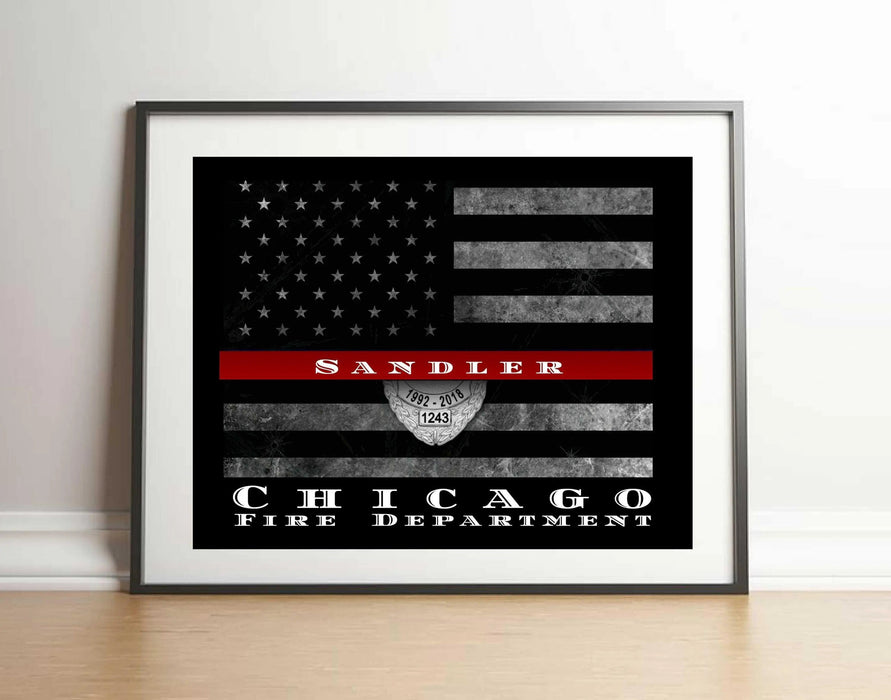 Custom Firefighter Thin Red Line Flag Custom made Picture Frame Store New Jersey