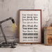 Custom Quote Print poem sign frame