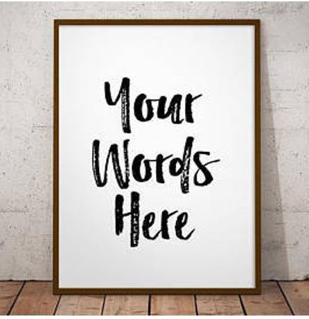 Custom quote print typography framed wall art