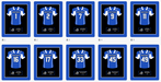 Collection of Demerest Football frames jersey prints featuring blue and white soccer jerseys