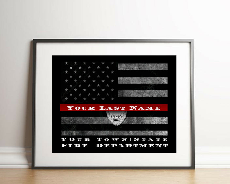 Firefighter thin red Line flag Fireman Sign Firefighter Gift