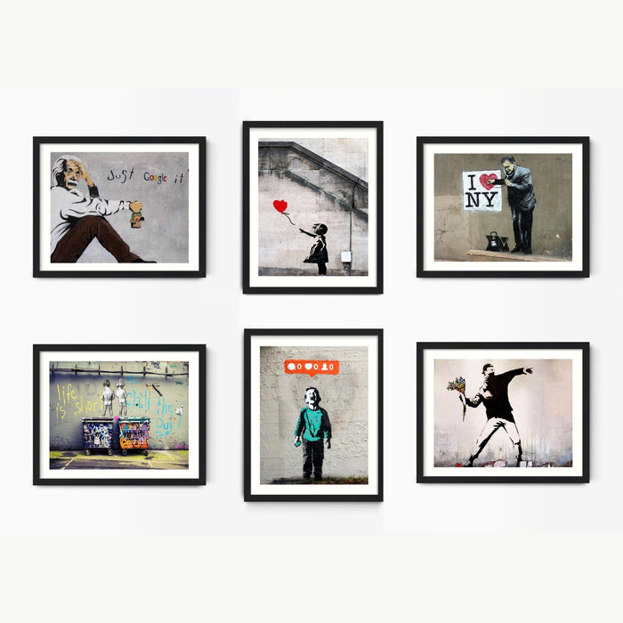 Banksy canvas Street art print Graffiti art Set of 6 Poster art