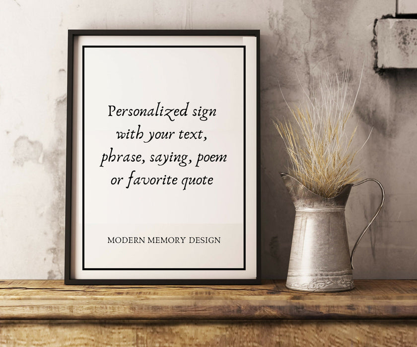 Framed Custom Print Poster Typography sign