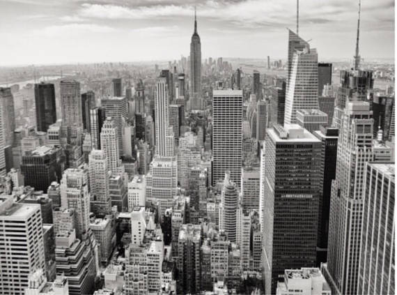 New york art Framed Black and white Bridge Lunchtime Atop a Skyscraper