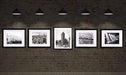 New york art Framed Black and white Bridge Lunchtime Atop a Skyscraper