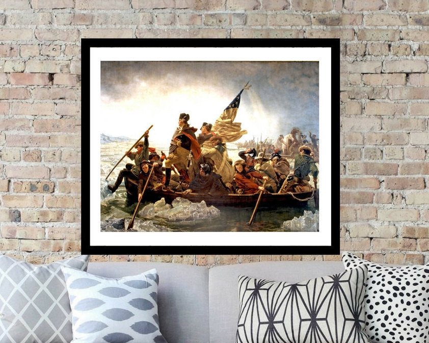 George Washington crossing the Delaware patriotic war framed