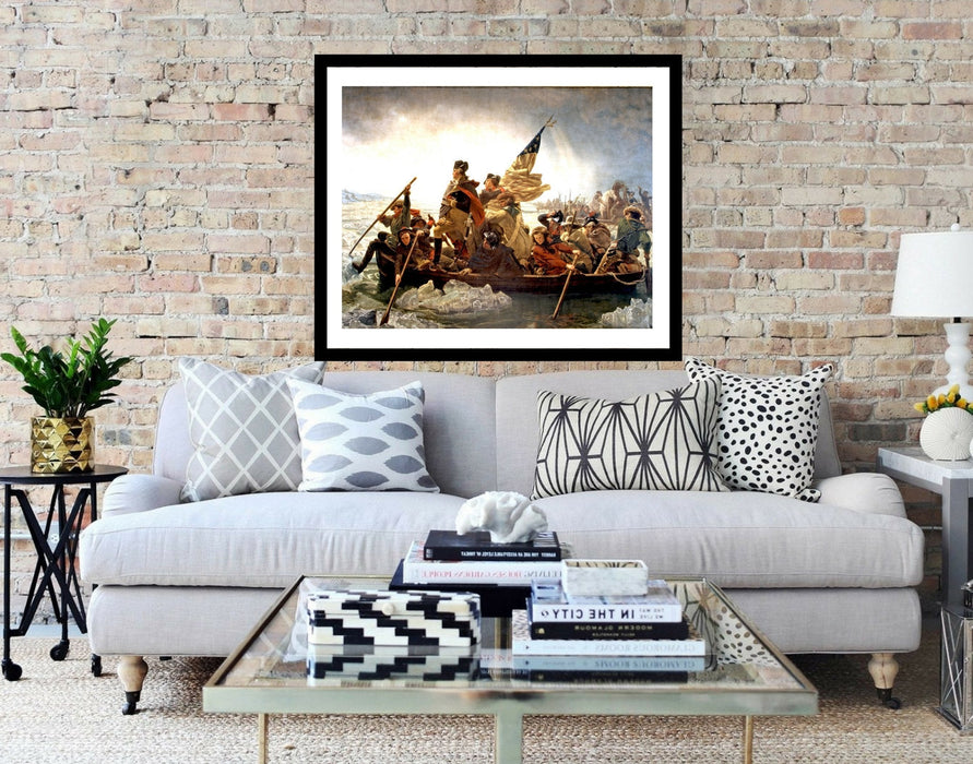 George Washington crossing the Delaware patriotic war framed