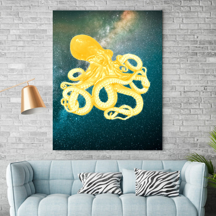 Golden Mint Octopus Wall art