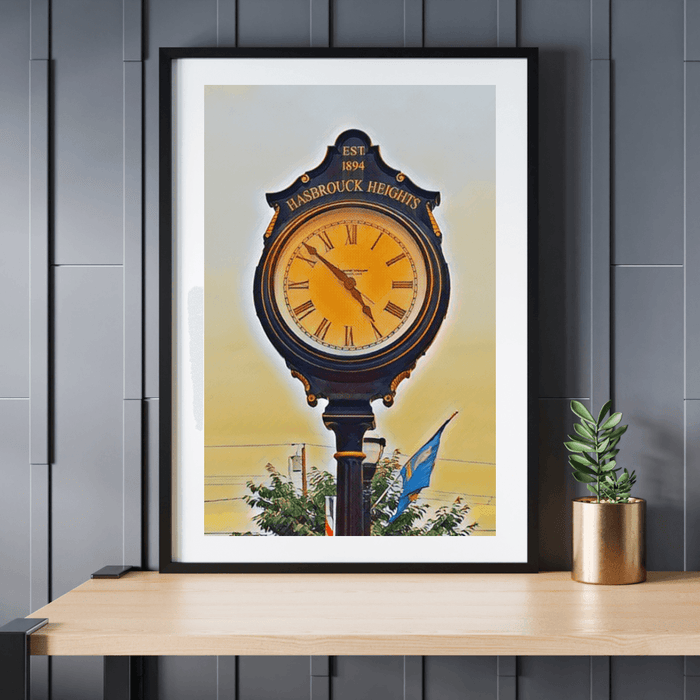 Hasbrouck Heights, New Jersey Clock Abstract Framed Art - Modern Memory Design Picture frames - New Jersey Frame shop custom framing