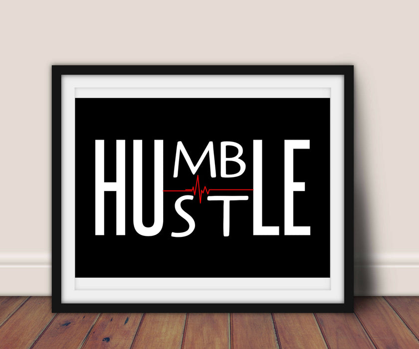 Humble Hustle quote framed art wall Motivational Quotes