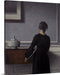 Interior with Young Woman Seen from the Back by Vilhelm Hammershoi Canvas Classic Artwork