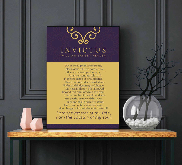 Framed William Ernest Invictus Poem - Elegant Wall Art Print