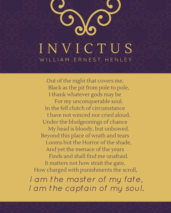 Invictus Poem William Ernest Poem framed picture frame 