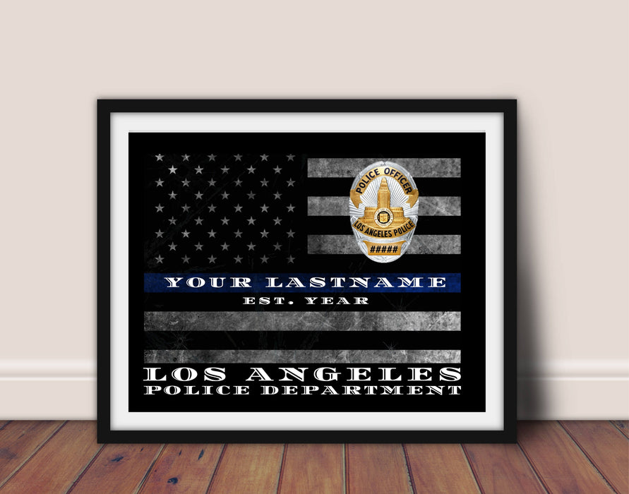 Los Angeles Thin Blue Line Flag Police gift  Art