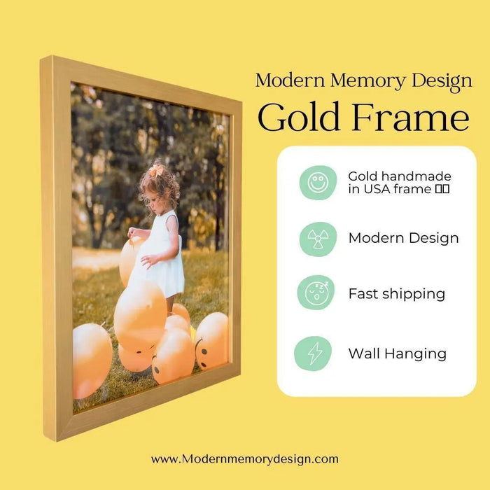 Modern Gold 14x18 Frame matted to 11x14 Picture Frame Store New Jersey