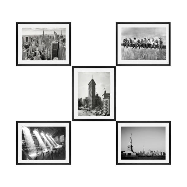 New York city framed art Set of 5 Black and White vintage photography