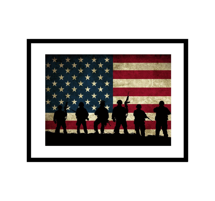 Patriotic Military USA Flag Wall Art Framed or Canvas Art Print | Modern Memory Design