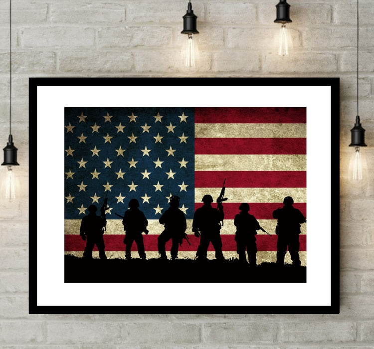 Patriotic Military USA Flag Wall Art Framed or Canvas Art Print | Modern Memory Design