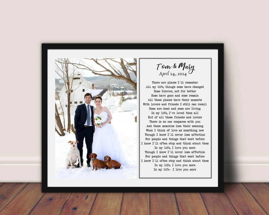 Personalized anniversary lyric wall art gift for wife or husband wall  Picture Frame Store New Jersey