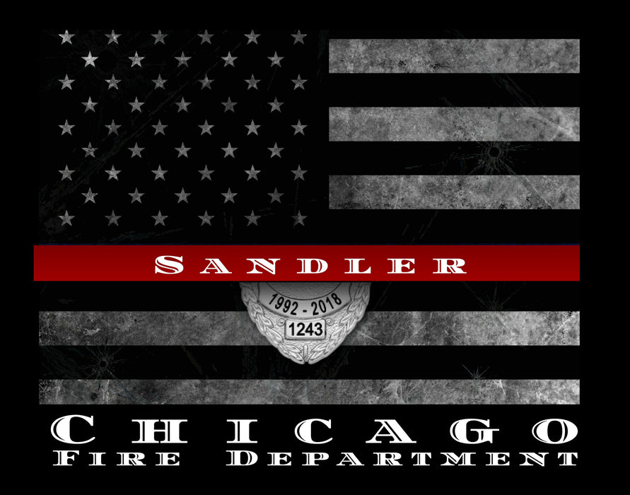 firefighter Police Gift print Thin blue red line