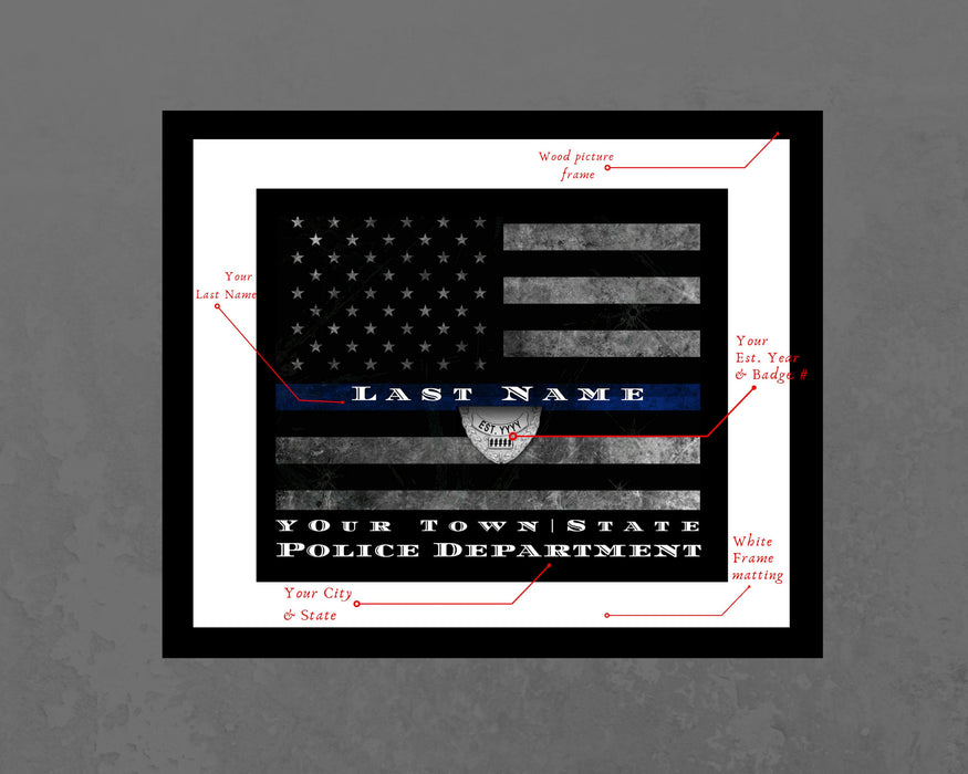 firefighter Police Gift print Thin blue red line