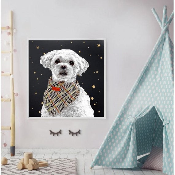 Custom pet portrait wall art for home décor