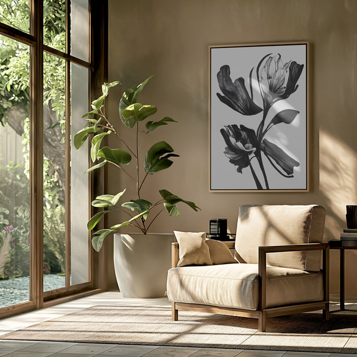 Black Flower Framed Art Modern Wall Decor