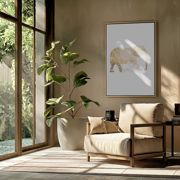 White Gold Elephants Framed Art Wall Decor