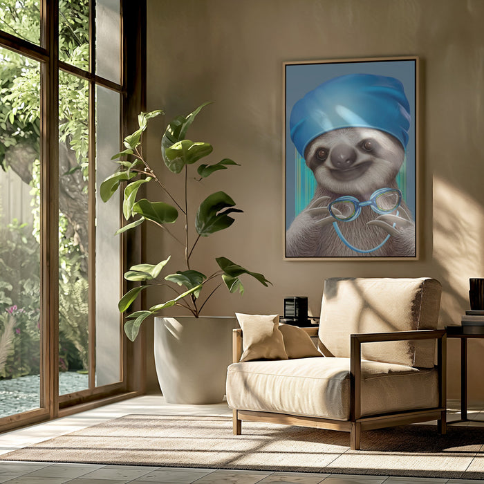 SLOTH WITH GOGGLES Framed Art Wall Decor