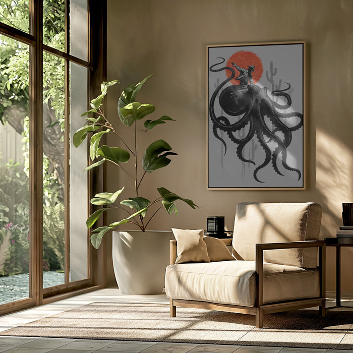 RIDING THE OCTOPUS Framed Art Wall Decor