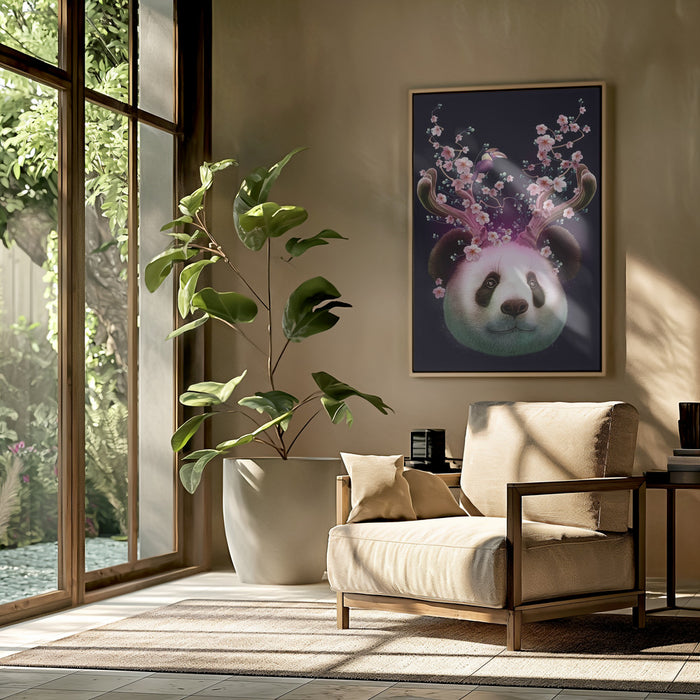 panda horns up Framed Art Modern Wall Decor