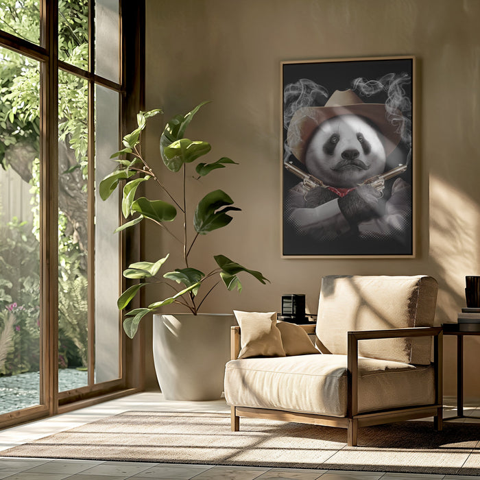 panda crossgun Framed Art Wall Decor