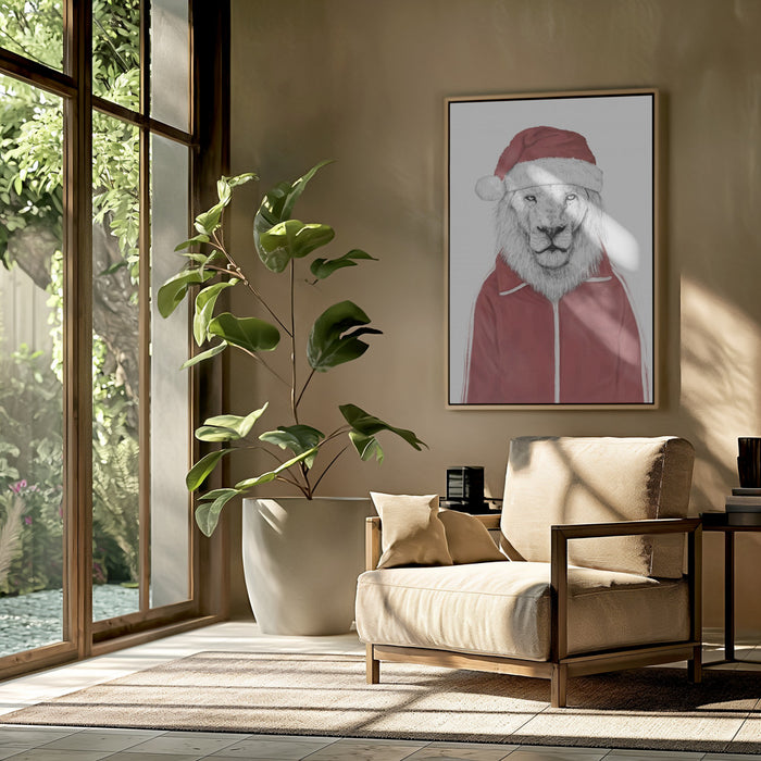 Santa lion Framed Art Wall Decor