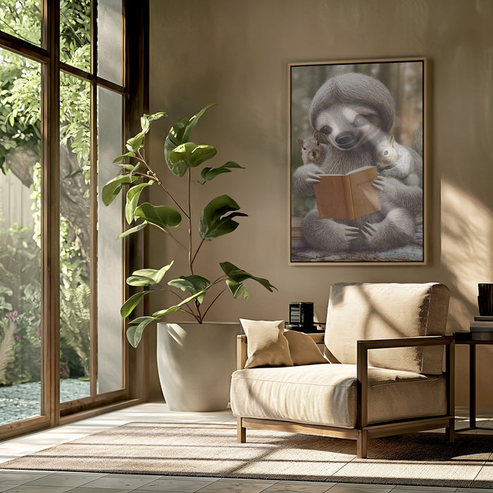 SLOTH SHARING KNOWLEDGE Framed Art Wall Decor