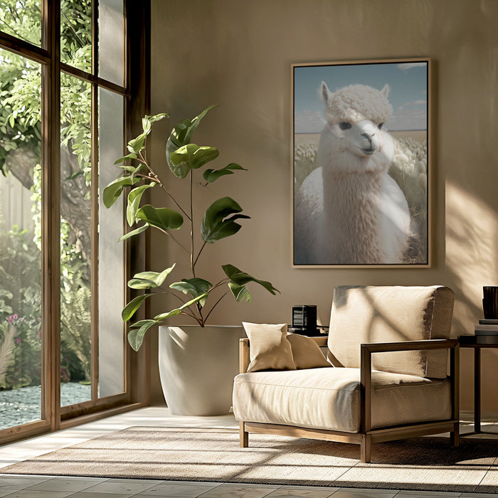 Cute Llama Framed Art Modern Wall Decor