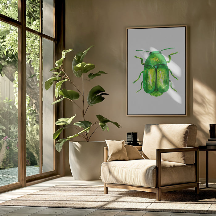 Cylindrical leaf beetle or Cryptocephalus sericeus Framed Art Wall Decor