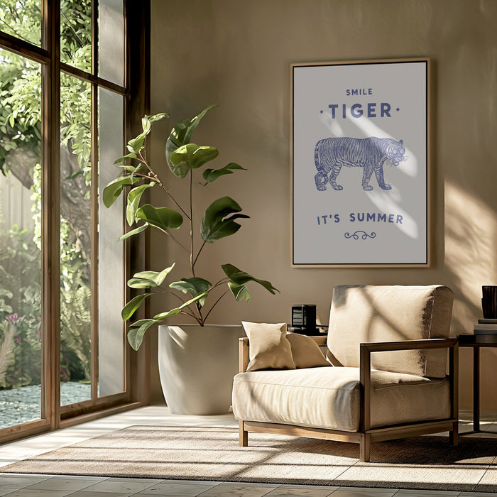 Smile Tiger Framed Art Wall Decor